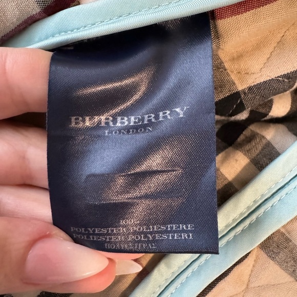 BURBERRY LONDON Quilted Mint Green Tiffany Blue Nova Check Lined Jacket Size XS - Picture 7 of 12